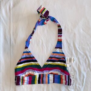 Anne Cole  Colorful Striped Halter Bikini Top